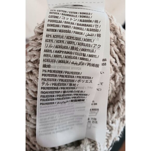 3/10 Hollister Open Knit Crochet Light Sweater L Beige Oatmeal Cozy Beachy Boho - Picture 7 of 10